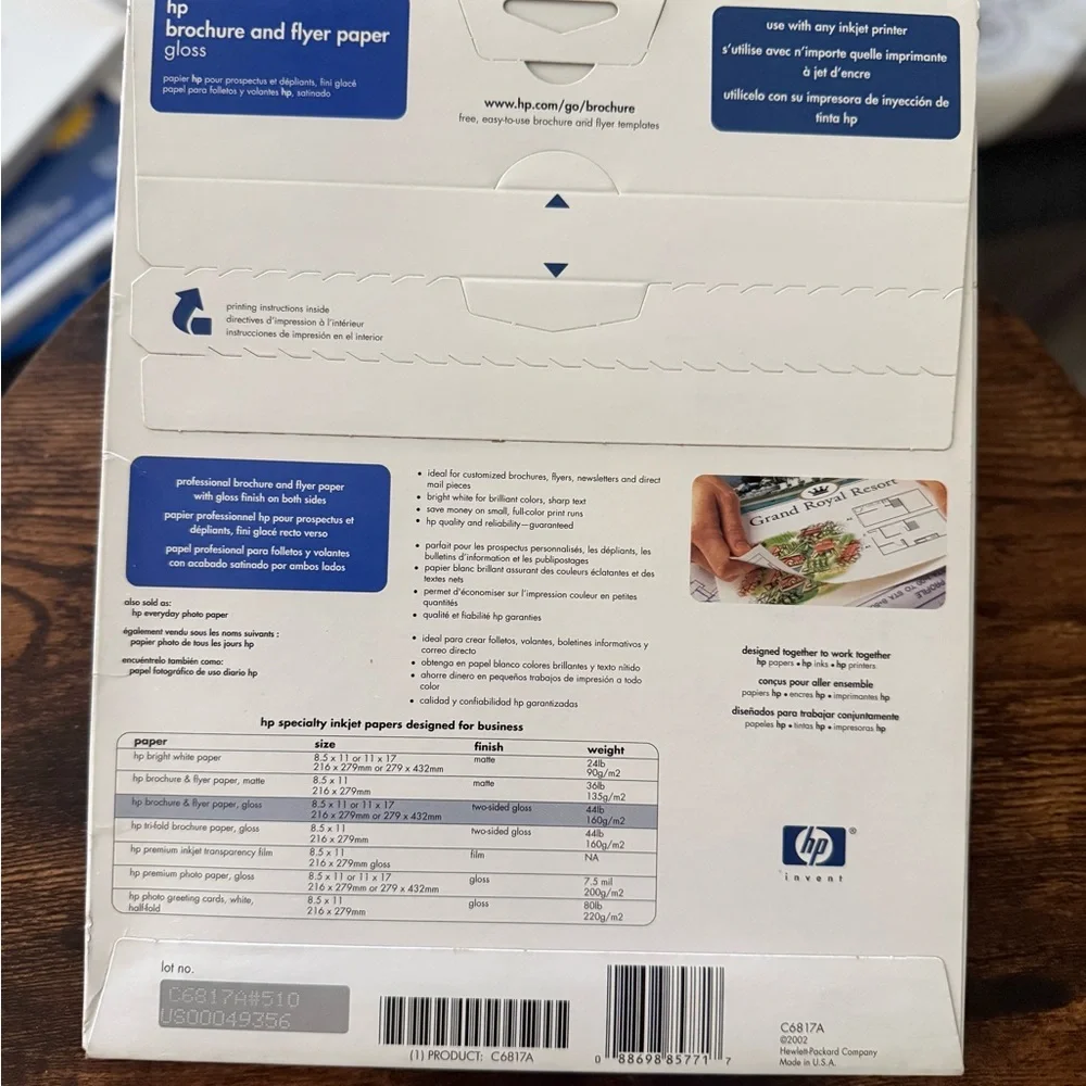 HP Glossy Inkjet Brochure & flyer Paper. Inkjet 44lb. 2-sided sheets. HP Invent